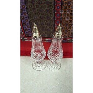 VTG Godinger LEGENDS 7” SALT & PEPPER SHAKERS Set 24% CRYSTAL GLASS Footed Japan
